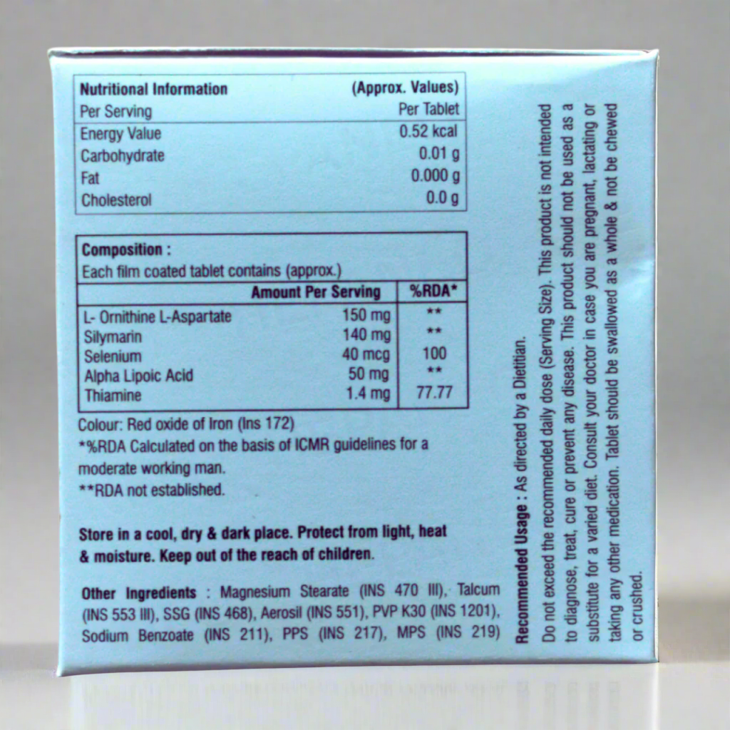 Nutritional information and ingredient list on a blue package